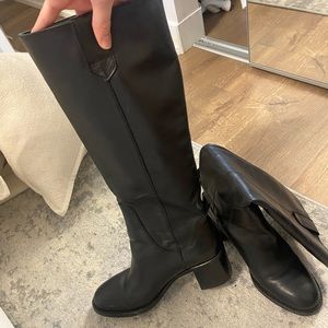 Leather knee high boots